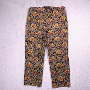 Talbots Paisley Ankle‎ Pants Size 10 Statement Dark Cottagecore  Tapered Twill